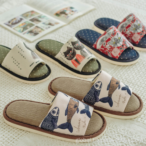 Open Toes House Indoor Slipper Cotton Linen Household Slippers Factory